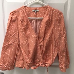Madewell Cotton Star print wrap top sz L EUC